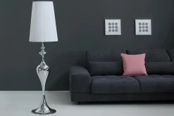 Edle Design Stehlampe LUCIE 160cm silber weiß Barock Stil Stehleuchte