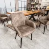 Edler Armlehnen Stuhl TURIN vintage taupe mit Ziersteppung
