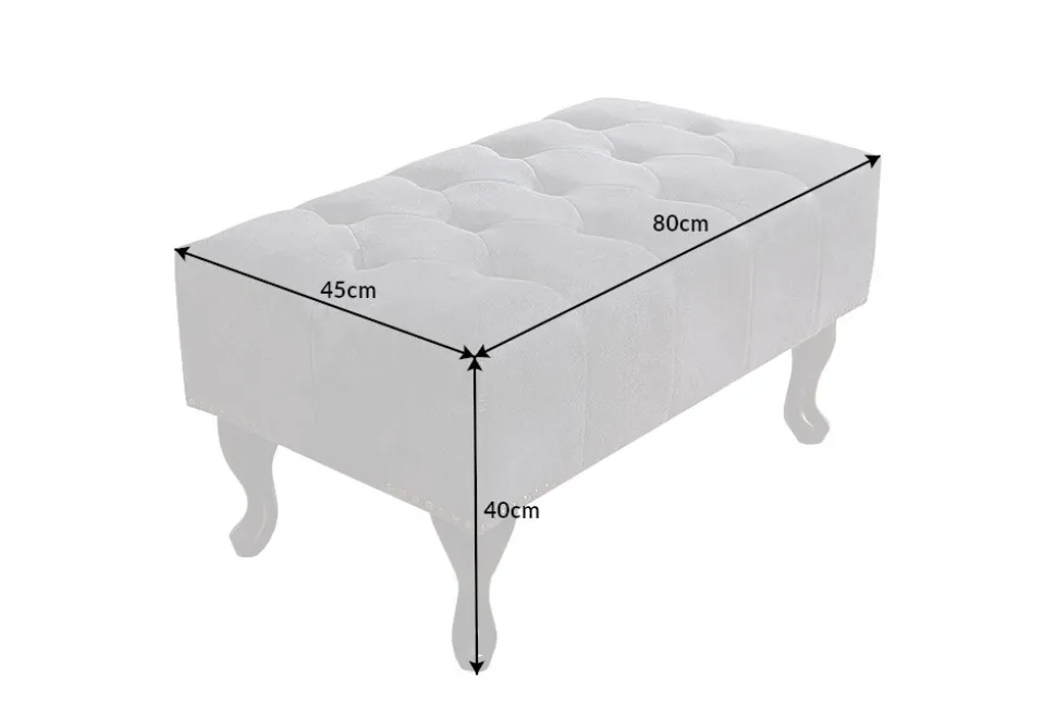 Edler Chesterfield Fußhocker antik grau Microfaser mit Knopfheftung und Nietenbesatz
