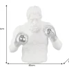 Einzigartige Statue BOXER 50cm weiß silber handmade Skulptur Deko-Figur