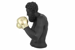 Einzigartige Statue BOXER 50cm schwarz gold handmade Skulptur Deko-Figur