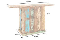 Einzigartiger Barschrank JAKARTA 100cm natur bunt recyceltes Massivholz aus Fischerbooten