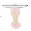 Einzigartiger Couchtisch ICE CREAM 50cm beige rosa runde Tischplatte Glas handmade