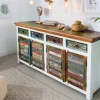 Einzigartiges Sideboard JAKARTA 160cm weiß bunt recyceltes Massivholz aus Fischerbooten