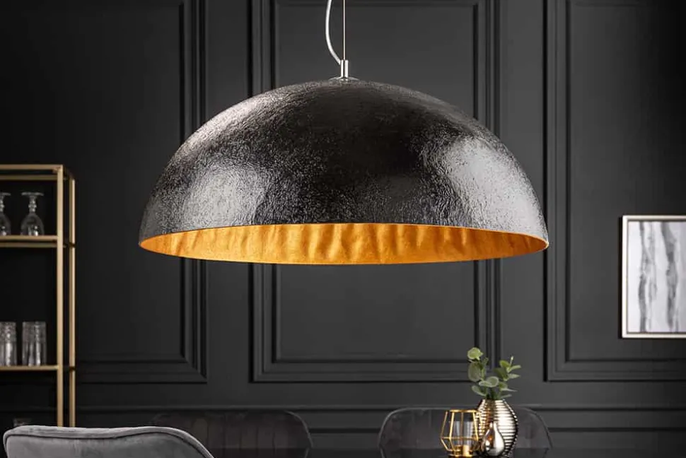 Elegante Design Hängeleuchte GLOW 70cm schwarz gold Hängelampe