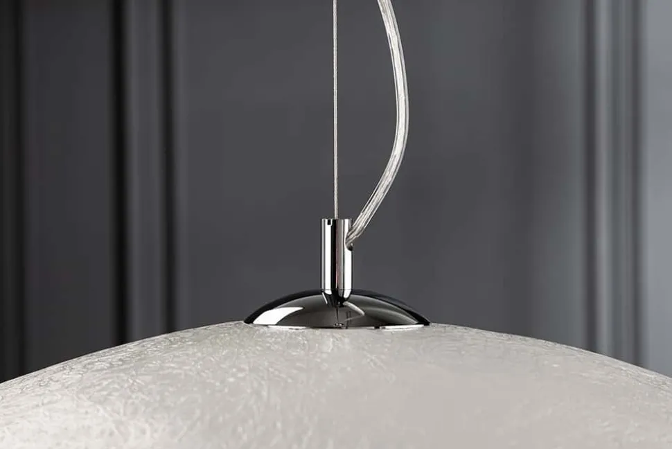Elegante Design Hängeleuchte GLOW 70cm weiß silber Hängelampe