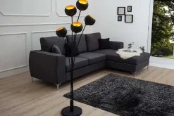 Elegante Design Stehlampe MAGMA 170cm schwarz gold Stehleuchte