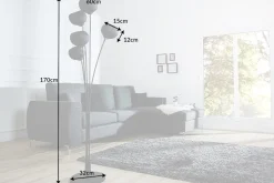 Elegante Design Stehlampe MAGMA 170cm schwarz gold Stehleuchte