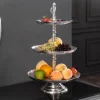 Elegante Etagere ORIENT 50cm silber im Rice Hammerschlag Design mit drei Etagen