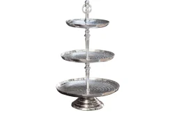 Elegante Etagere ORIENT 50cm silber im Rice Hammerschlag Design mit drei Etagen