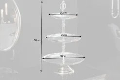 Elegante Etagere ORIENT 50cm silber im Rice Hammerschlag Design mit drei Etagen