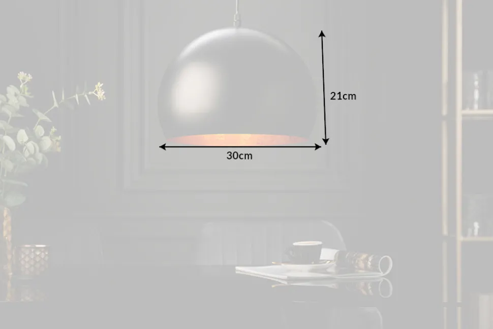 Elegante Hängelampe BLACK GOLDEN BALL 30cm schwarz mit Blattgoldoptik