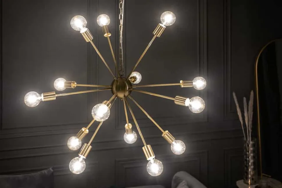 Elegante Hängelampe SPUTNIK 87cm gold mit 14 Leuchtarmen
