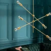 Elegante Hängelampe VARIATION 128cm gold mit sechs schwenkbaren Leuchten