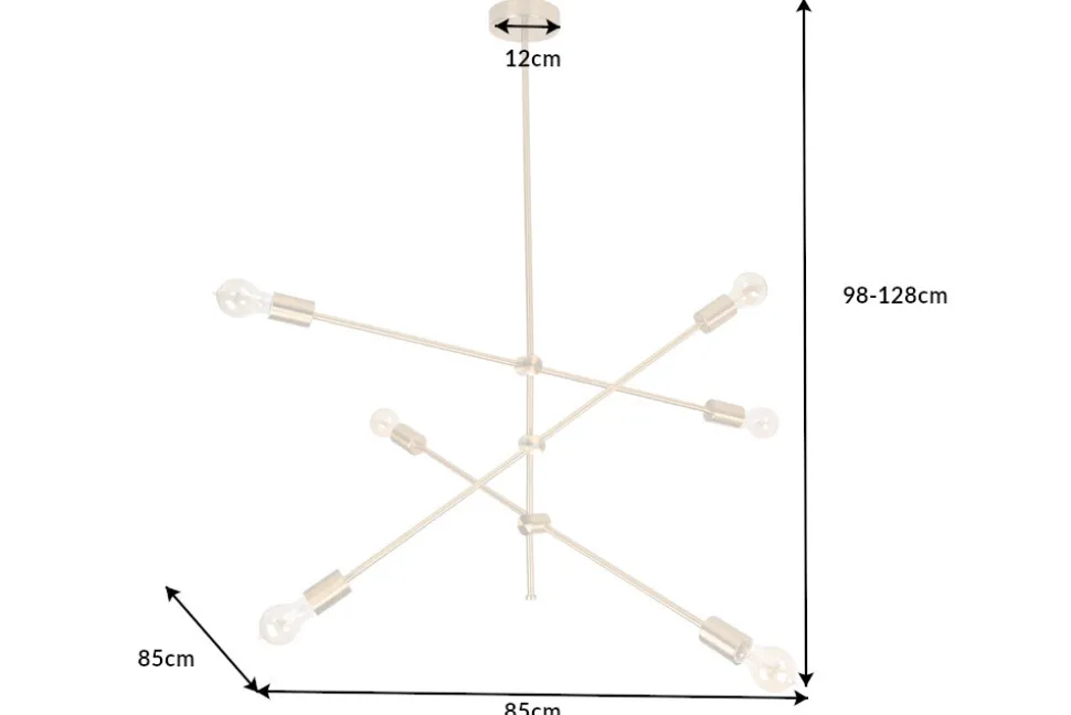 Elegante Hängelampe VARIATION 128cm gold mit sechs schwenkbaren Leuchten