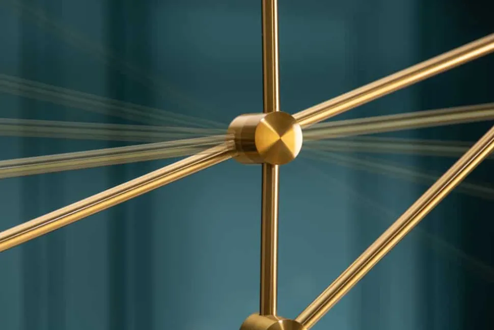 Elegante Hängelampe VARIATION 128cm gold mit sechs schwenkbaren Leuchten