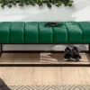 Elegante Sitzbank PETIT BEAUTÉ 110cm smaragdgrün Samt schwarzes Gestell