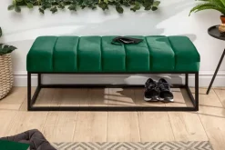 Elegante Sitzbank PETIT BEAUTÉ 110cm smaragdgrün Samt schwarzes Gestell