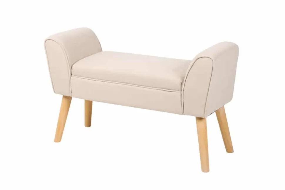 Elegante Sitzbank SCARLETT 90cm beige mit Armlehnen