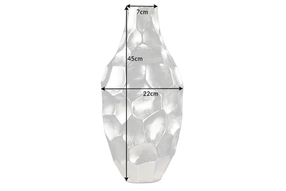 Elegante Vase ORGANIC ORIENT 45cm silber Hammerschlag Design