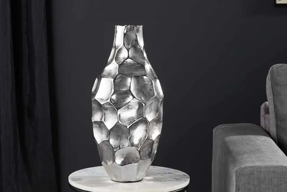 Elegante Vase ORGANIC ORIENT 45cm silber Hammerschlag Design