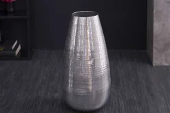 Elegante Vase ORIENT 50cm silber im Grid Hammerschlag Design