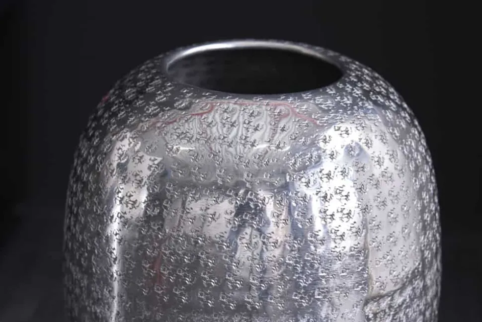 Elegante Vase ORIENTAL 50cm silber im Wild Hammerschlag Design