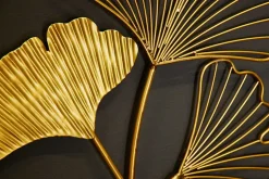 Elegante Wanddeko 3er Set GINKGO 40cm gold in filigraner Blattform