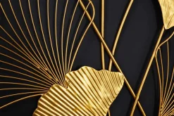 Elegante Wanddeko GINKGO 110cm gold in filigraner Blattform