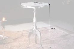 Eleganter Beistelltisch SAVOY 55cm silber poliert Dreibein mit runder Platte