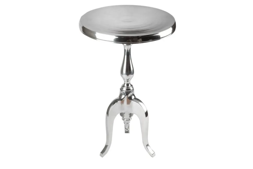 Eleganter Beistelltisch SAVOY 55cm silber poliert Dreibein mit runder Platte