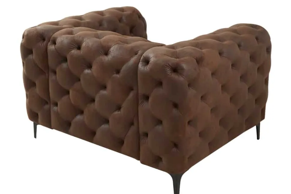 Eleganter Chesterfield Sessel MODERN BAROCK 120cm antik braun