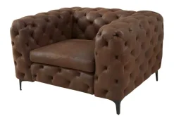 Eleganter Chesterfield Sessel MODERN BAROCK 120cm antik braun