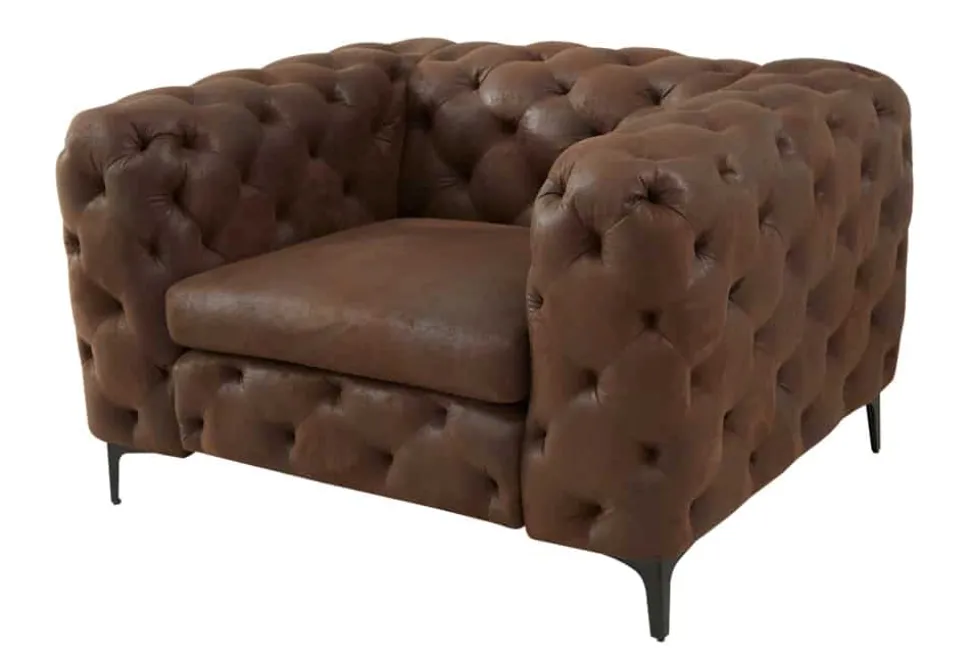 Eleganter Chesterfield Sessel MODERN BAROCK 120cm antik braun