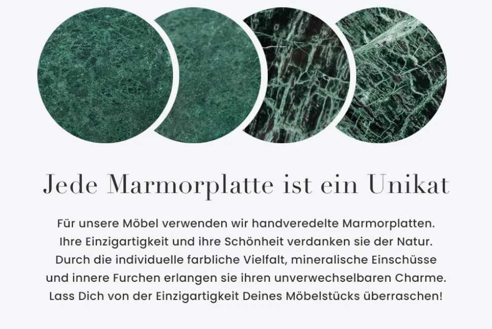 Eleganter Couchtisch DIAMOND 70cm grün messing mit Marmorplatte
