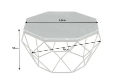 Eleganter Couchtisch DIAMOND 70cm grün messing mit Marmorplatte