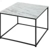 Eleganter Couchtisch ELEMENTS 50cm weiß mit polierter Marmor-Platte
