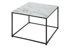 Eleganter Couchtisch ELEMENTS 50cm weiß mit polierter Marmor-Platte