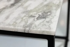 Eleganter Couchtisch ELEMENTS 50cm weiß mit polierter Marmor-Platte