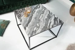Eleganter Couchtisch ELEMENTS 50cm grau mit polierter Marmor-Platte