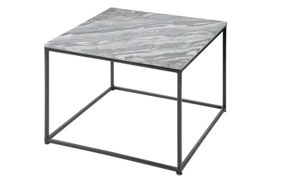 Eleganter Couchtisch ELEMENTS 50cm grau mit polierter Marmor-Platte