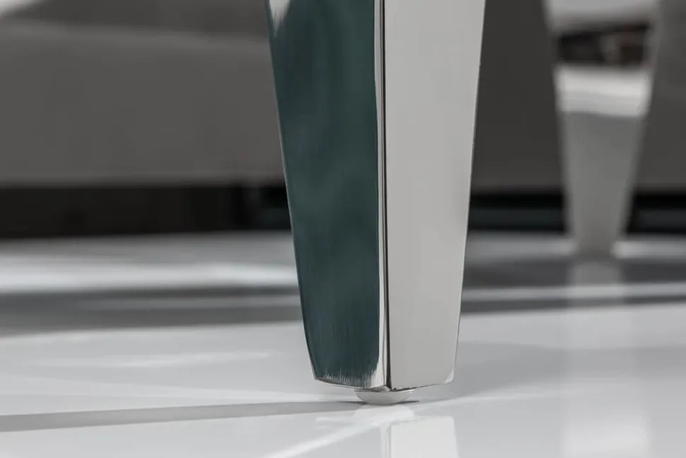 Eleganter Couchtisch MODERN BAROCK 100cm Glasplatte in Marmoroptik Edelstahlbeine