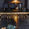 Eleganter Design Esstisch MODERN BAROCK 200cm schwarz gold Edelstahl Opalglas Tischplatte