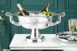 Eleganter Design Sektkühler CHAMPAGNE 40cm silber poliert Flaschenkühler