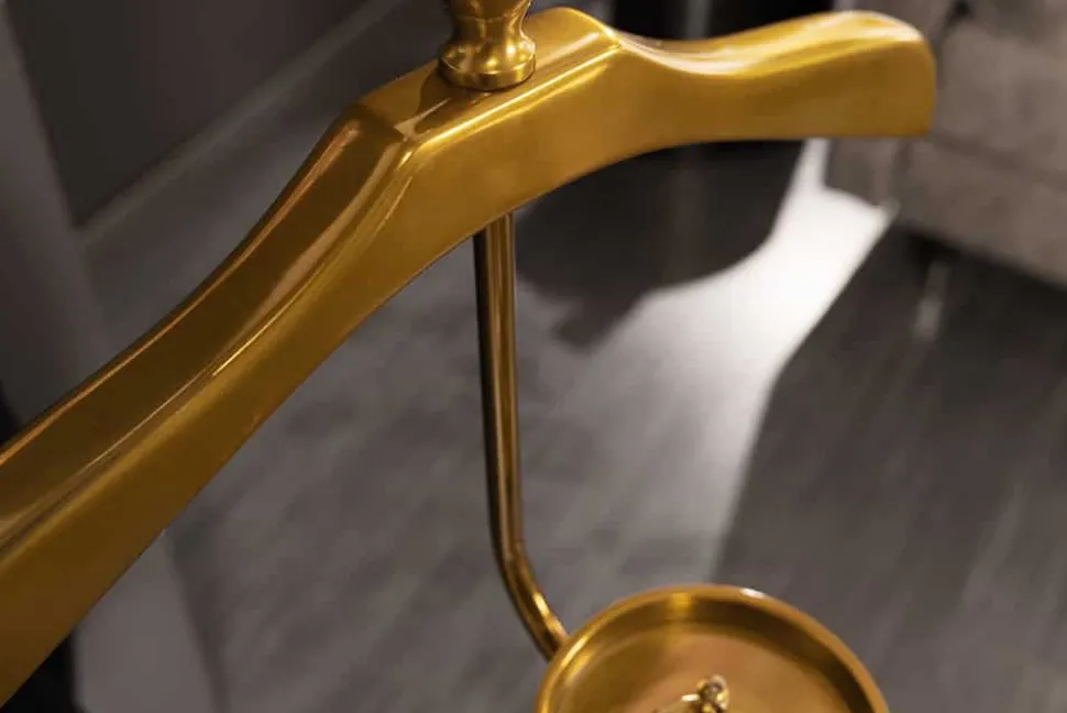 Eleganter Herrendiener VALET 128cm gold Aluminium Kleiderhaken Garderobenständer
