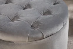Eleganter Hocker MODERN BAROCK 50cm silbergrau Samt Aufbewahrungkorb