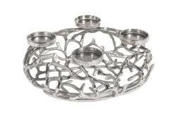 Eleganter Kerzenhalter ABSTRACT 38cm silber Kranz aus Ästen für 4 Kerzen