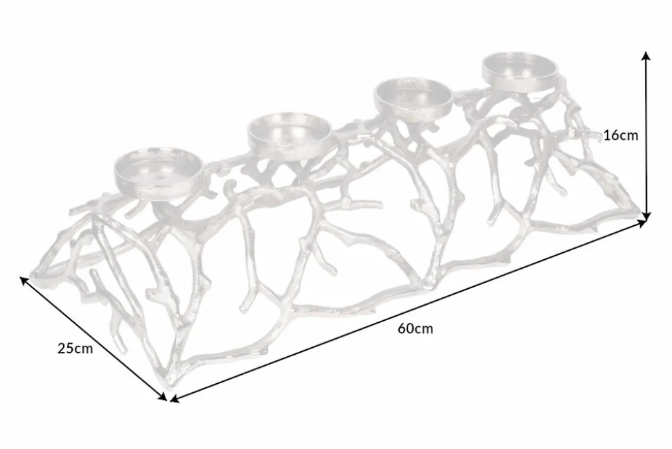 Eleganter Kerzenhalter ABSTRACT 60cm silber für 4 Kerzen