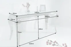 Eleganter Konsolentisch MODERN BAROCK 145cm weiß Opalglas Edelstahlbeine