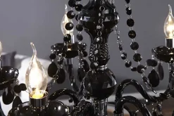Eleganter Kronleuchter BLACK CRYSTAL 55cm schwarz Acryl 5-armig Lüster